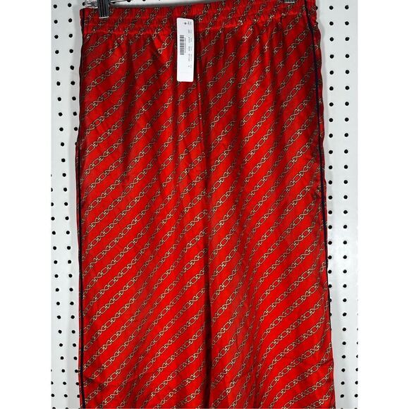 J.Crew gold chain wide leg printed silk pants size 8 - Picture 4 of 9